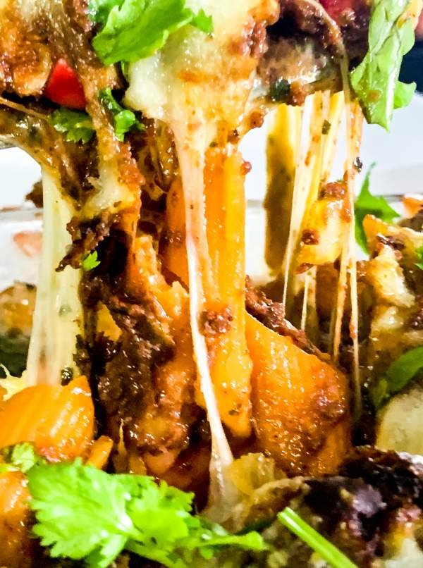 Cheesy Part of Baked Rigatoni Pasta
