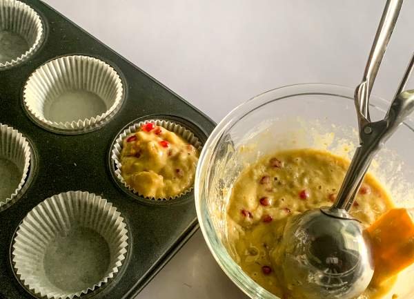 Pouring the Batter in the Muffin tray