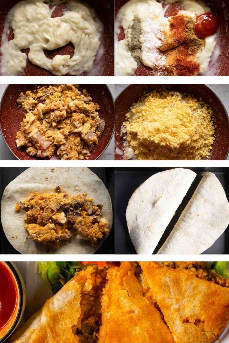 A collage of Chicken Quesadilla with Steps