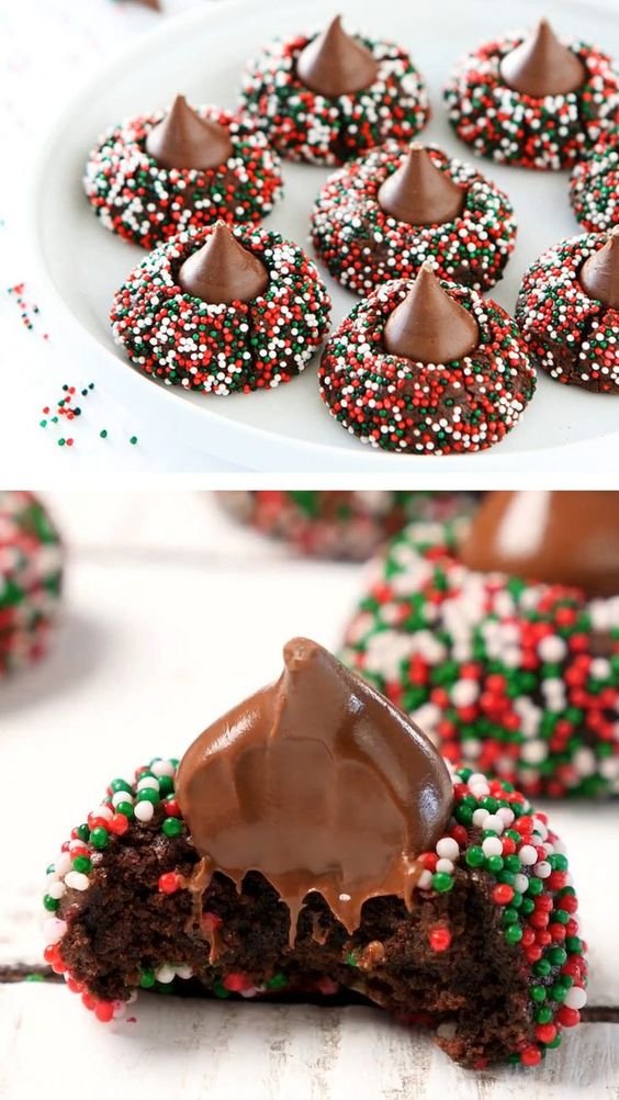 hersheys kisses with christmas sprinkles