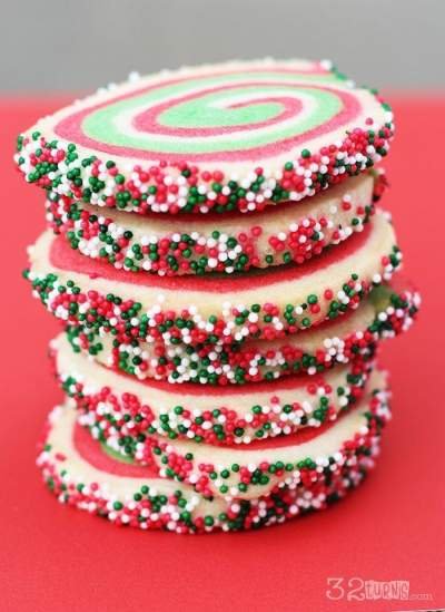 christmas swirl cookies with christmas sprinkles
