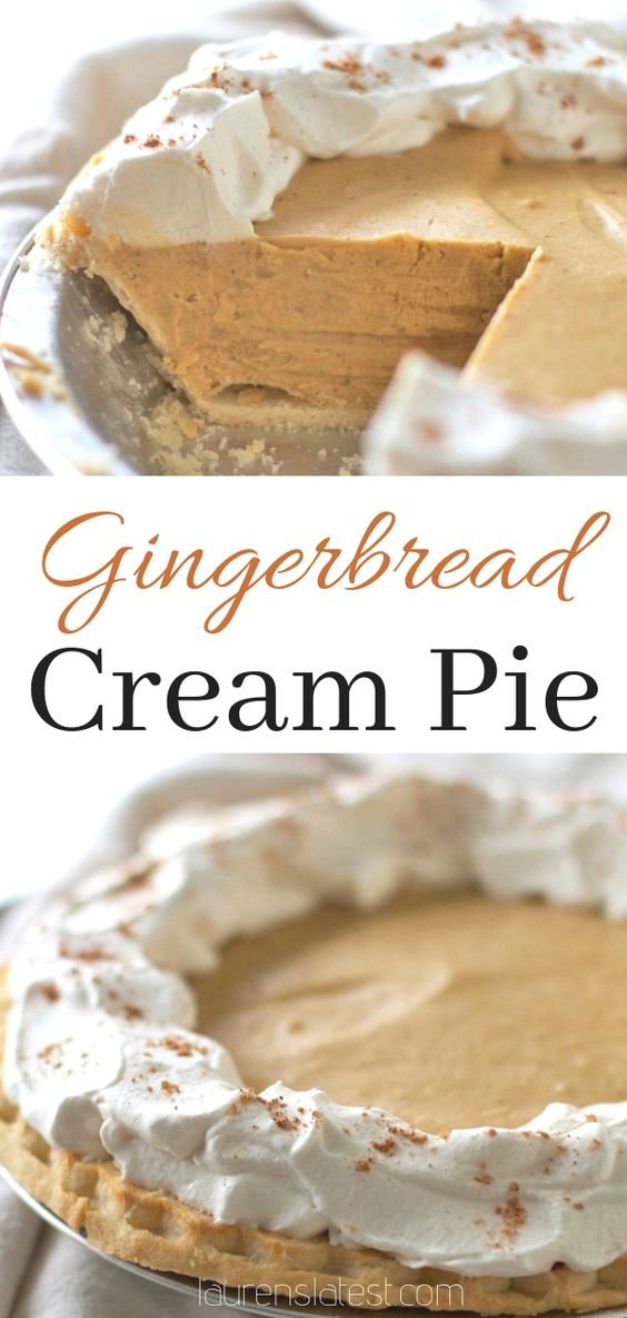 gingerbread cream pie closeup view