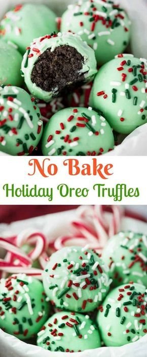 holiday truffles covered in white chocolate and christmas sprinkles