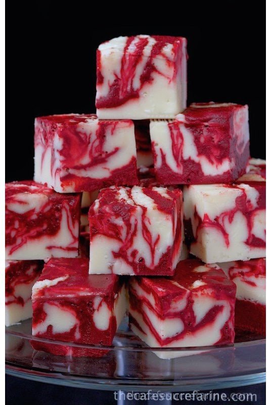 red velvet fudge stacked 