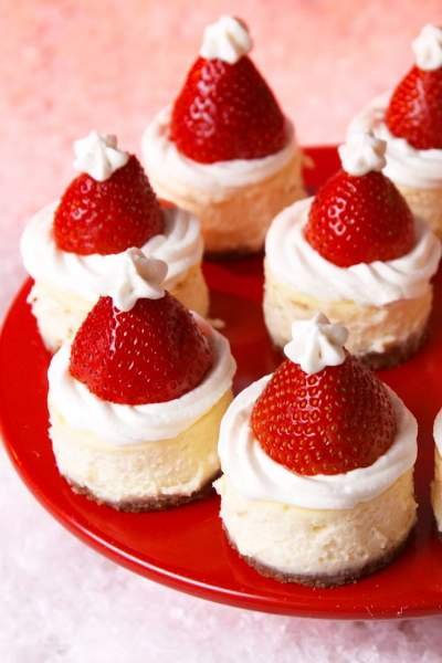 Santa Hat Cupcake with strawberry and cream cheese frosting