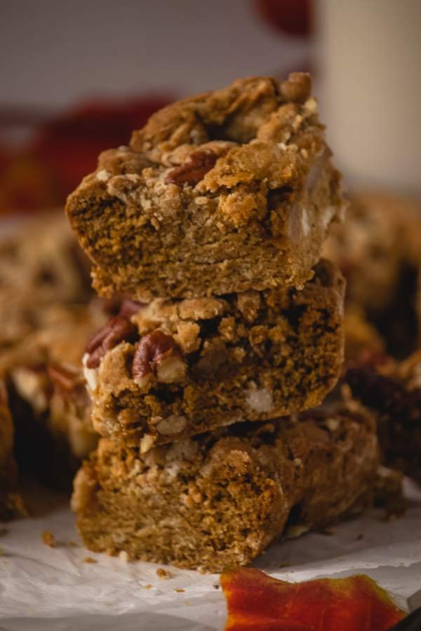 A stack of Brown Butter Apple Blondies