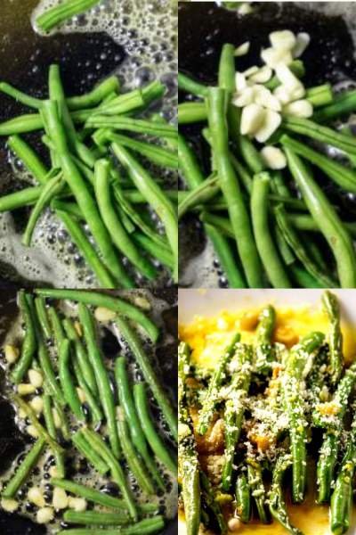 Garlic Butter Sauteed Green Beans steps collage