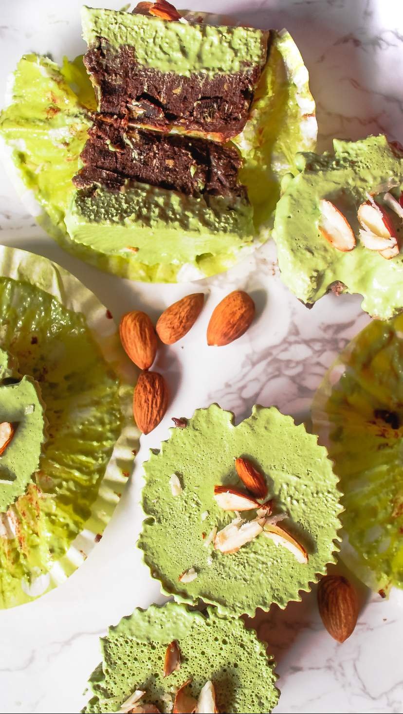 Vegan Dates Matcha Cups cut in half