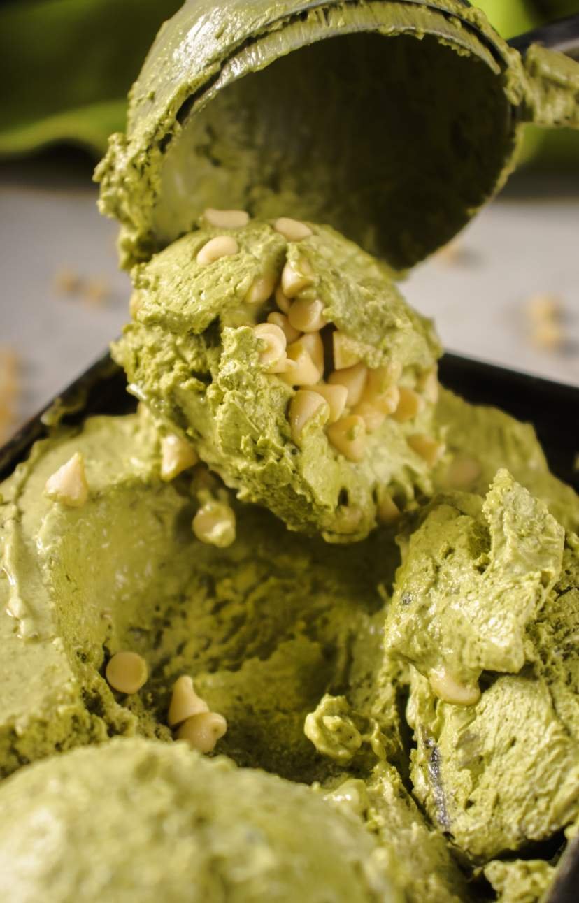 serving White Chocolate Matcha Ice Cream