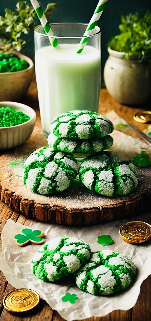 st patricks day crinkle cookies